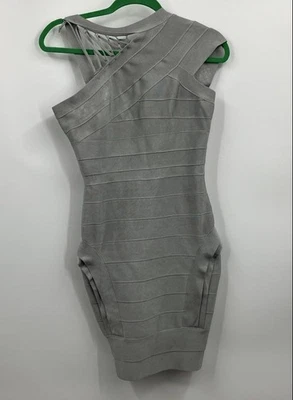 Nuevo con etiquetas Vestido ceñido al cuerpo estilo celebridad para mujer gris sin mangas con cremallera trasera talla M Foto 1 de 4