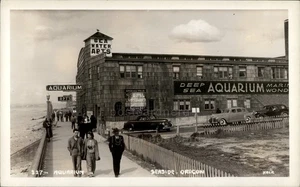 RPPC Seaside,OR Aquarium Clatsop County Oregon Real Photo Postcard - Picture 1 of 5