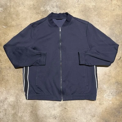 Theory Men's Side Stripe Navy Blue Bomber Jacket Sz XL - Image 1 of 4