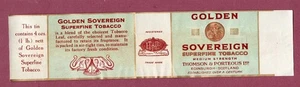 Old EMPTY cigarette tobacco packet label Golden Sovereign Scotland #156 - Picture 1 of 1