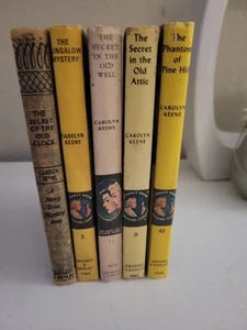 Vintage Lot 5 Nancy Drew Mystery Stories Hardcover Books Carolyn Keene MCM 1959 - Imagen 1 de 7