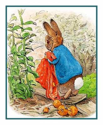 Peter Rabbit Carries Onions by  Beatrix Potter Counted Cross Stitch Pattern - Image 1 of 4
