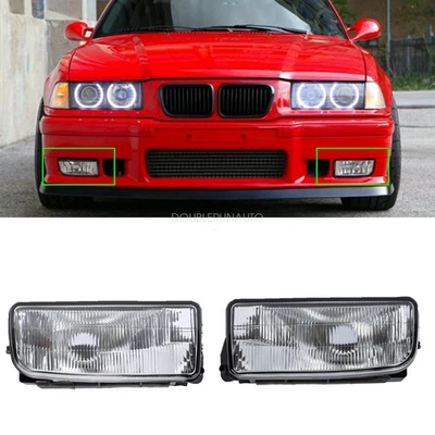 For BMW E36 92-98 M3 318 325 Bumper Driving Fog Lights Clear Lens Housing Case - Image 1 of 4