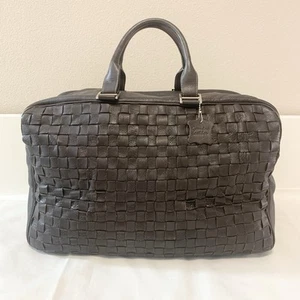 Mila Paoli braun Leder große Reisetasche Hand Reisetasche überkreuztes Gitter - Bild 1 von 23