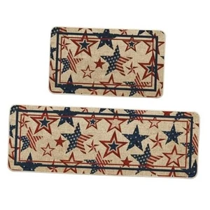 Stars Independence Day Patriotic 4th of July Kitchen Mats Set of 2, Memorial - Picture 1 of 7