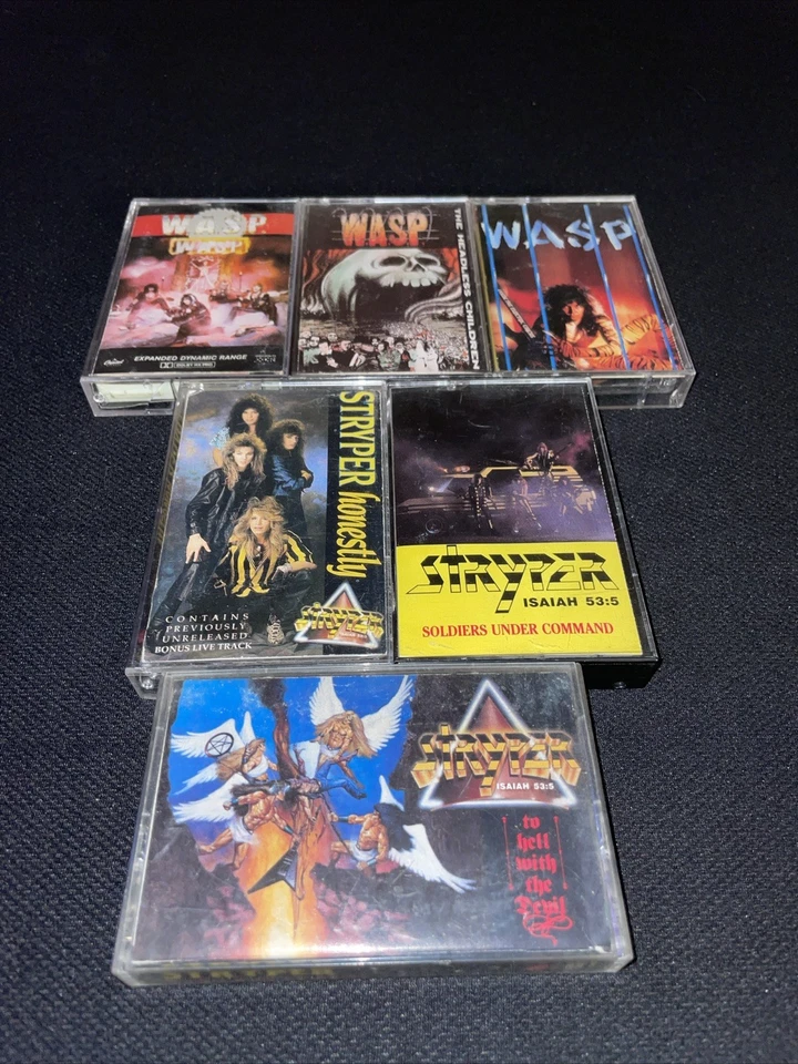 Stryper 6 cassette metal lot W.A.S.P. Hell with Devil Honestly Soldiers Under Co - Image 1 of 4