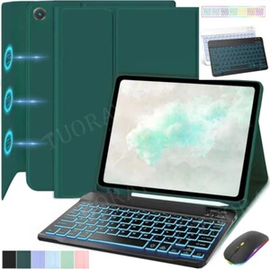 Backlit Keyboard Case Mouse For Samsung Galaxy Tab S9 S10 FE S8 S7 A9+ A8 Tablet - Picture 1 of 45