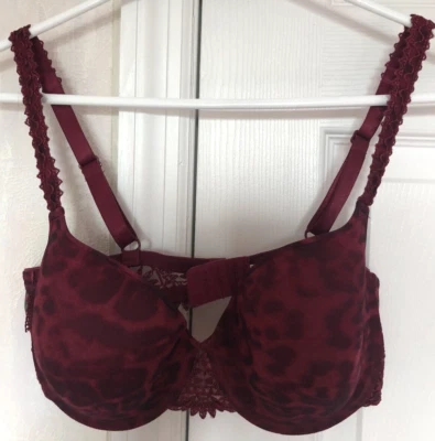 Chantelle Bra Lightly Lined Red/Animal print Lace Size 36D - Image 1 of 4