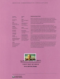 #0625 Katherine Anne Porter #4030 USPS Souvenir Page - Picture 1 of 1