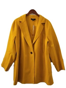 NUEVO CON ETIQUETAS $319 Lujoso Abrigo Talbots Plus 18W Mezcla Lana Bolsillos Amarillo Mostaza - Imagen 1 de 18