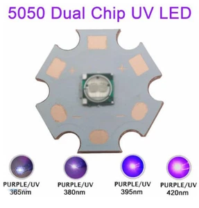 High Power 5W Dual Chip Ultra Violet UV 365nm 390nm 420nm LED Emitter Bulb Lamp - Picture 1 of 7