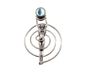 Colgante de fertilidad diosa espiral desnuda de plata esterlina 925 maciza con piedras preciosas - Imagen 1 de 12