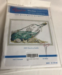 Maydear Cross Stitch Kit J493 "SEA IN A BOTTLE" Pre-Printed Design 21" x 15" NIP - Picture 1 of 5