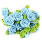 50pcs Mini Rose Buds Satin Ribbon Flowers Artificial Silk Wedding Card Making