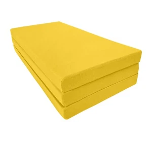 Yellow Full Trifold Foam Bed, Shikibuton, Foldable Ottoman Mat 4 x 54 x 75 - Picture 1 of 6