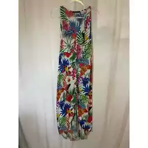 Desigual Patrice Dress Floral Long Button Front High Low Tropical Size Small - Picture 1 of 7