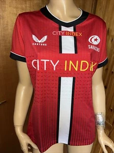 Castore Saracens Rugby Away Red Jersey Shirt City Idex 2021/22 sz 14 L NWT - Picture 1 of 13