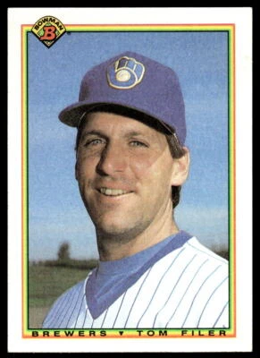 1990 Bowman #385 Tom Filer Milwaukee Brewers Baseball - Image 1 of 2