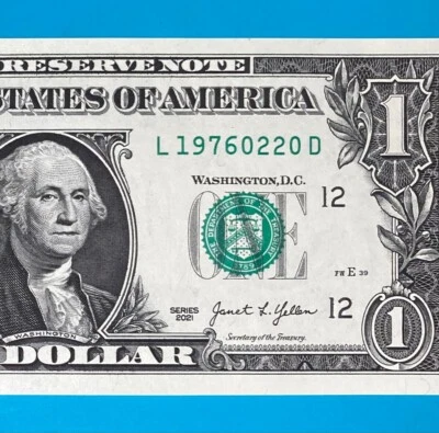1976 February 20 : L 19760220 D BIRTHDAY NOTE $1 One Dollar Bill *UNC* - Image 1 of 4