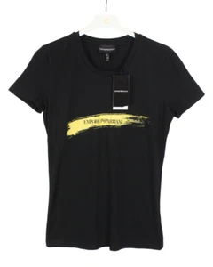 EMPORIO ARMANI Barcelona T-Shirt Women's UK 10 Pullover Stretch Black Round Neck - Picture 1 of 7