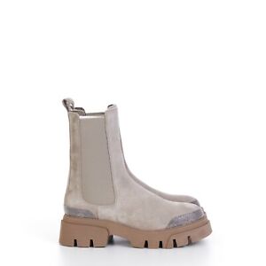 BRUNELLO CUCINELLI 1695$ Chelsea Boots With Monili Beading In Grey Suede