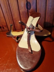 ZOE WITTNER BROWN LEATHER UPPER/LINING SLIP ON HEELS-7CM SIZE 40.5 INSOLES-27CM - Picture 1 of 7