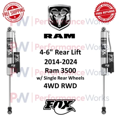 Par de amortiguadores de depósito Fox 2.0 Performance 4-6" elevación trasera para 14-24 Ram 3500 4x4 Foto 1 de 4