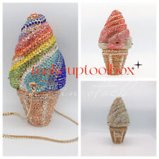Rhinestones Crystal Ice Cream Cone Pillbox Party Evening Bridal Clutch Bag C083