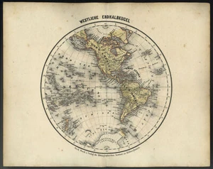 originale Landkarten Map Geographie GLOBUS WESTLICHE ERDHALBKUGEL - Bild 1 von 1