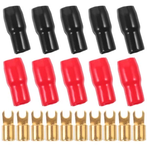 5 Pairs Copper Spade Wire Crimp Connector Terminal 4 Gauge Speaker Connectors - Picture 1 of 12