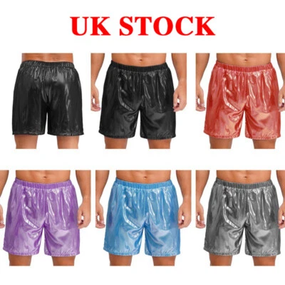 Mens Shiny Boxer Shorts Elastic Waistband Beach Underwear Glossy Casual Bottoms - Image 1 of 4