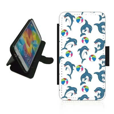Dolphin pattern Phone Case Wallet flip cover novelty DOL2 - Image 1 of 3
