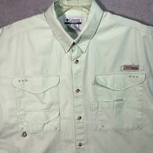 Columbia PFG Fishing Lime Green Mens Size XL Short Sleeve Button Down Shirt - Picture 1 of 7