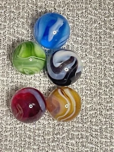 M.F. Christensen Classic Single Seam Akro Slag Marble Lot 5 Vintage Marbles - Picture 1 of 6