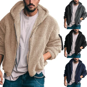 Nuevo Abrigo Chaqueta Informal Para Hombre Doble Cara Terciopelo Ártico Cálido Con Capucha Cremallera - Imagen 1 de 24
