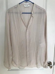Saint Laurent Moroccan Silk Shirt in Tan [Size 37] Made in Italy - Picture 1 of 12