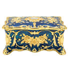 Jewelry Box Metal Enamel Jewelry Box Duble Layer Trinket Case Box(Gold Blue) XAT