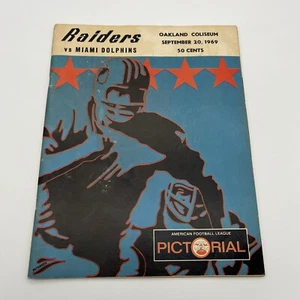 Oakland Raiders vs Miami Dolphins 20 settembre 1969 programma AFL pittorico OM-6 - Foto 1 di 24
