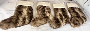 4 Pottery Barn Kunstfellstrumpf ombre elfenbein Samtmanschette Weihnachten ohne Monogramm - Bild 1 von 12