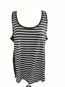 Calvin Klein Womens Size M Black Top Sleeveless Stripe Cami Loose Fit Blouse - Picture 1 of 10