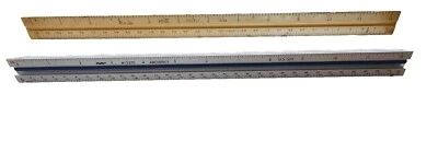 K + E Architect Triangular Wood Ruler Doric #8893 & Helix #13370 Aluminum  - Image 1 of 3