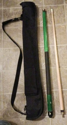Vintage Harvard Green Marbled Look W/ Black & Gray Web Look Pool Stick W/ Case - Image 1 of 4