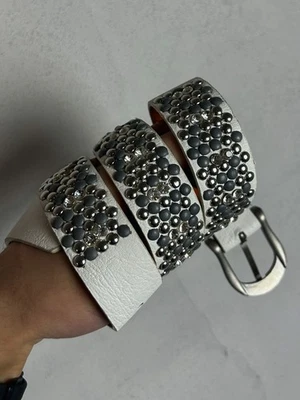 Cinturón de metal japonés "dimond" vintage streetwear raro cuero real años 90 y2k Foto 1 de 4