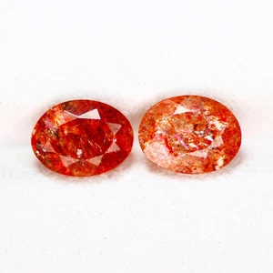 2.17 Ct VVS  [2Pcs Pair]  Oval 8.2 x 6 MM Ultra Rare Natural Red Dot Andesine - Picture 1 of 5