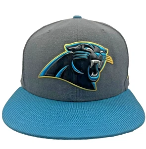 Carolina Panthers New Era 59Fifty Fitted Hat Cap 7 1/2 Black Blue NFL Logo - Picture 1 of 13