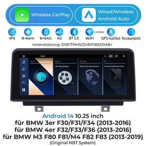 für BMW F30 2013-2016 NBT Autoradio Android 10.25" Screen Sat Navi WiFi BT 6+64G - Picture 1 of 22
