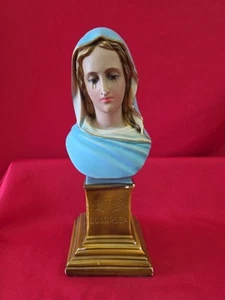 Vtg Catholic Chalkware Statue of Mater Dolorosa 12" Mother Mary Bust Religious - Picture 1 of 16