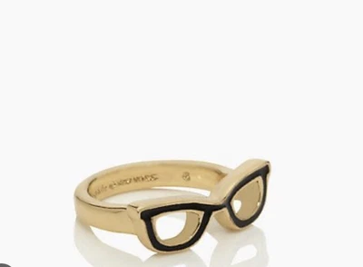 Raro Anillo Kate Spade Brad Goreski Gafas Negro/Oro 12k Chapado Talla 5 COMO NUEVO Foto 1 de 4