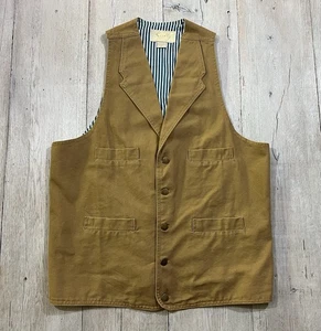 Vtg Scully Vest Men’s Size Large Tall Tan Brown Canvas Button Up 4 Pocket Design - Picture 1 of 6