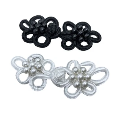 Chinese Pearl Beads Buttons Five Leaves Flower Fastener Button DIY Knot Button - Image 1 of 4